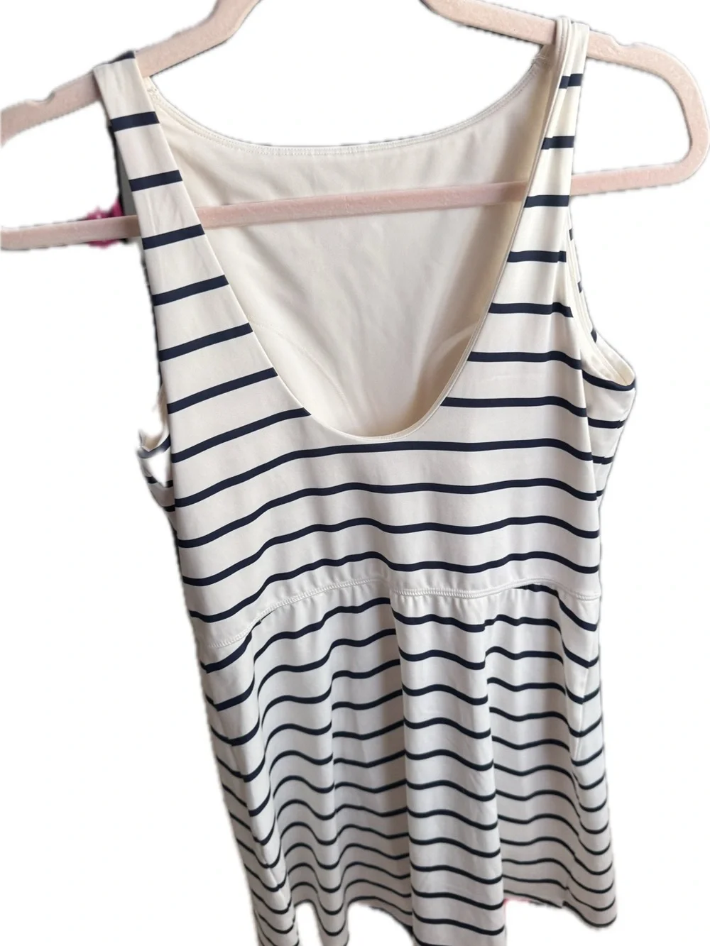 Striped Navy and White Sleeveless Athletic Dress - Picture 4 of 4